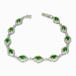 Гривна с 11 бр. Фасети Хромдиопсид и Циркон със Сребро 925 и Родий