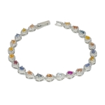 Гривна Син Топаз, Жълт Сапфир, Цитрин, Танзанит, Рубин, Морганит, Оранжев Сапфир, Син Сапфир със Сребро 925 и Родий