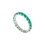 Пръстен - Халка Тъмнозелен Изумруд, Смарагд със Сребро 925 и Родий