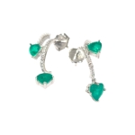 Обици Смарагд, Изумруд и Циркон със Сребро 925 и Родий