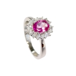 Пръстен Рубин и Циркон със Сребро 925 и Родий