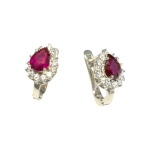 Обици Рубин и Циркон със Сребро 925 и Родий