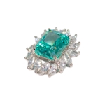 Медальон Турмалин Парайба и Мойсанит със Сребро 925 и Родий