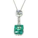 Колие Турмалин Парайба и Мойсанит със Сребро 925 и Родий