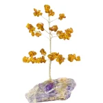 Дръвче на Живота с Кехлибар цвят "Оранж" върху Аметистова Друза или Друза от Планински Кристал