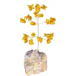 Дръвче на Живота с Кехлибар цвят "Тъмно-жълт" върху Аметистова Друза или Друза от Планински Кристал