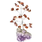 Дръвче на Живота с Огнен Ахат върху Аметистова Друза или Друза от Планински Кристал