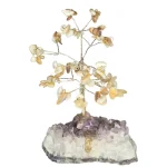 Дръвче на Живота със Златист Седеф върху Аметистова Друза или Друза от Планински Кристал