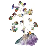 Дръвче на Живота с Фън Шуй Минерали 7-Чакри върху Аметистова Друза или Друза от Планински Кристал