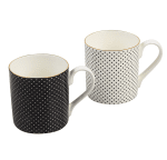 Комплект 2 чаши - черно и бяло на точки