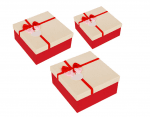 Подаръчна кутия 3 в 1 /квадрат/ - червена с бял капак