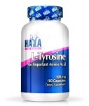 L - ТИРОЗИН - подпомага дейността на хипофизната и щитовидната жлеза -  капсули 500 мг. х 100, HAYA LABS