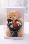 Плюшено мече с букет розички в кутия