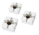 Подаръчна кутия квадрат с пандела 3 в 1 - бели