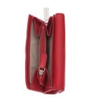 Дамско портмоне цвят Наситено червено  - естествена кожа - 9.5 * 13 см