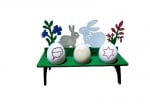 Поставка за 6 яйца Зайчета с боички за оцветяване, дърво